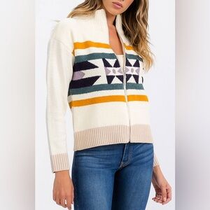 Hem and Thread Western Tribal Earth Tone Zip Up long Sleeve Heavy Jacket Large